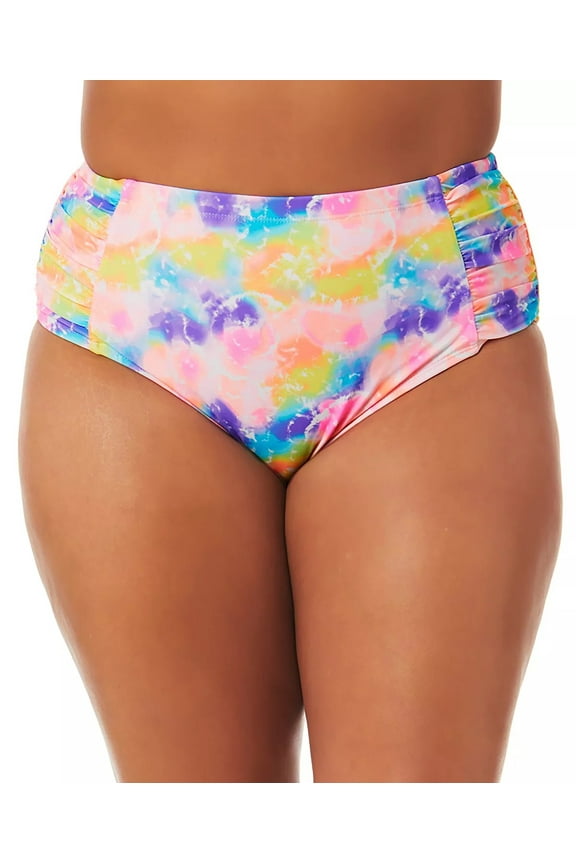 Trendy Plus Size Tie-Dye Dreams High-Rise Bikini Bottoms, Created for Macy's Women's Swimsuit