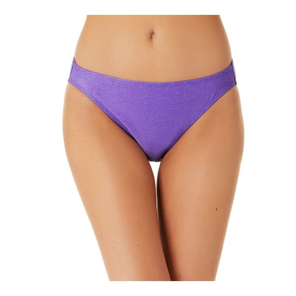 California Waves Women's Junior's Metallic Shine Hipster Bikini Bottoms Swimsuit Purple Size Small