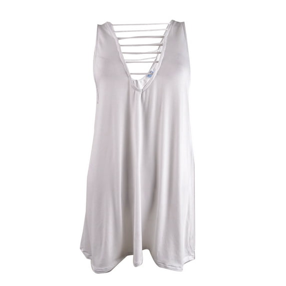 California Waves Women's Lattice Dress Swim Cover-Up (XS, Arctic White)