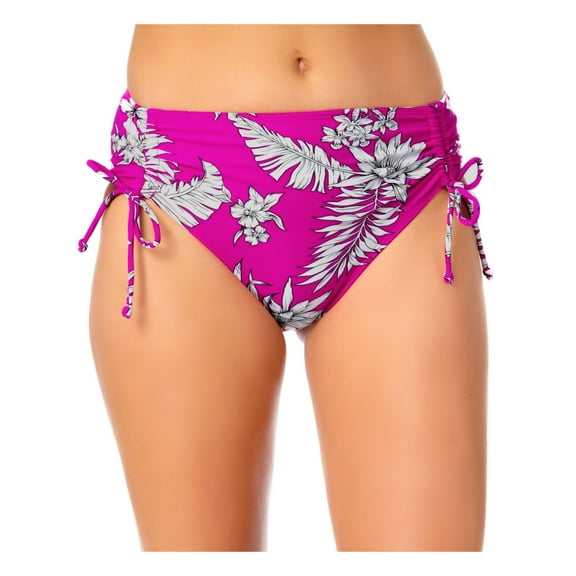 California Waves Women's Multi Color Floral Stretch Tie Details Lined Moderate Coverage Side Tie Swimsuit Bottom S