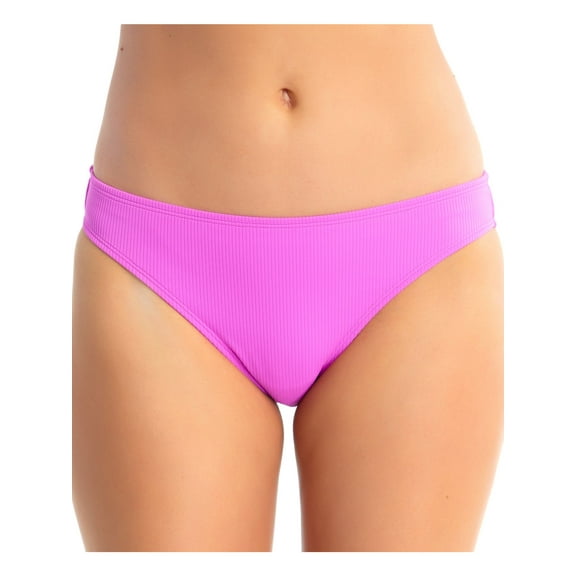 California Waves Women's Purple Stretch Lined Moderate Coverage Ribbed Hipster Swimsuit Bottom XS