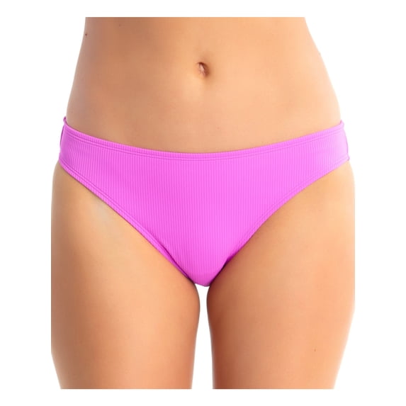 California Waves Women's Purple Stretch Lined Moderate Coverage Ribbed Hipster Swimsuit Bottom XS