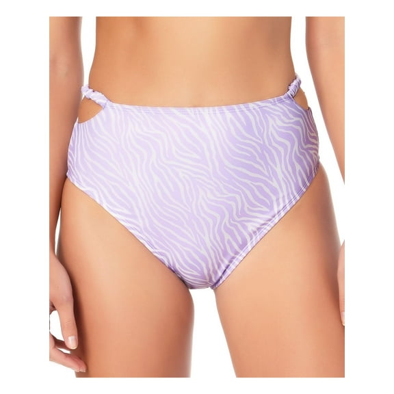 California Waves Women's Purple Tie Dye Stretch Lined Moderate Coverage Smocked High Waisted Swimsuit Bottom S