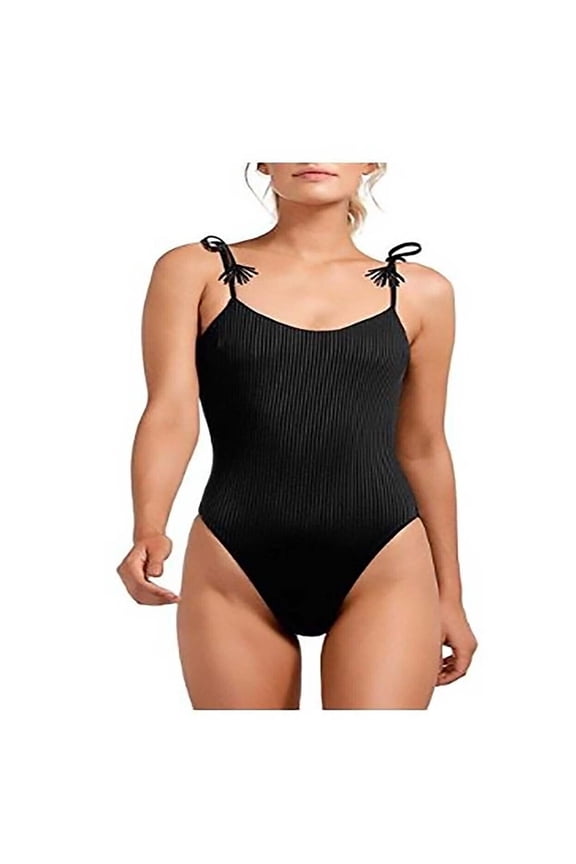 Women's Ribbed One Piece Swimsuit, Black, Small New with box/tags