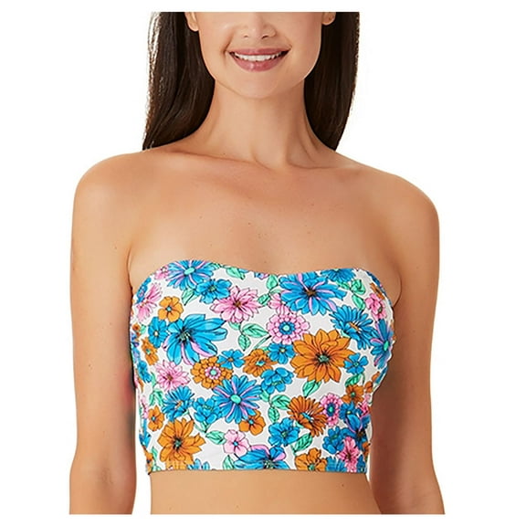 California Waves Womens Floral Bandeau Tankini Swim Top