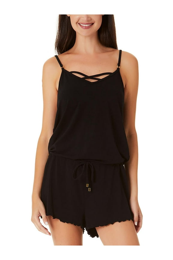Womens Juniors Strappy Romper Cover-Up
