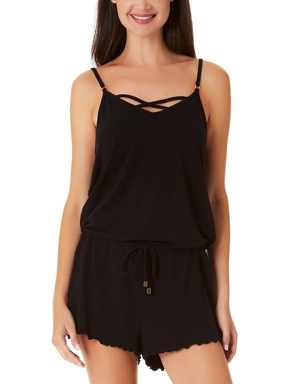 Womens Juniors Strappy Romper Cover-Up