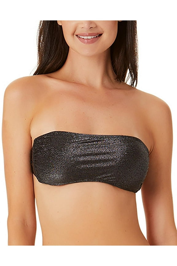 Womens Metallic Bandeau Bikini Swim Top