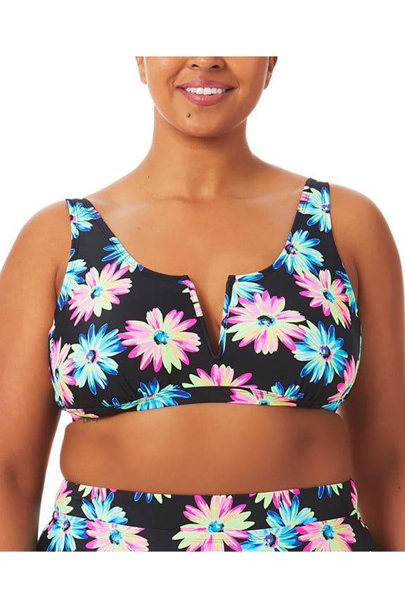 Womens Plus Floral V-Wire Bikini Swim top