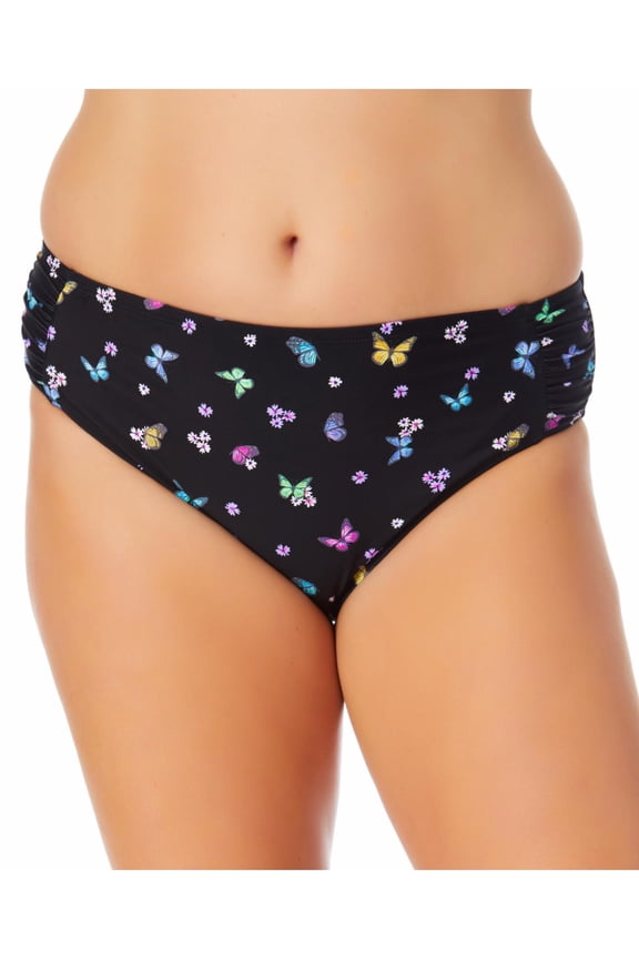Womens Plus Printed Ruched Swim Bottom Separates