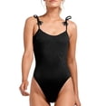 thumbnail image 1 of California Waves Womens Ribbed Lace-Up One-Piece Swimsuit, BLACK, M New with box/tags, 1 of 2