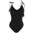 thumbnail image 1 of California Waves Womens Ribbed Lace-Up One-Piece Swimsuit, XL., 1 of 3