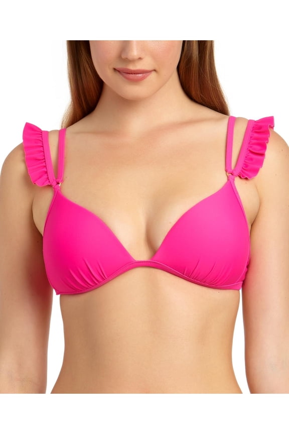 Womens Ruffled Push Up Swim Top Separates