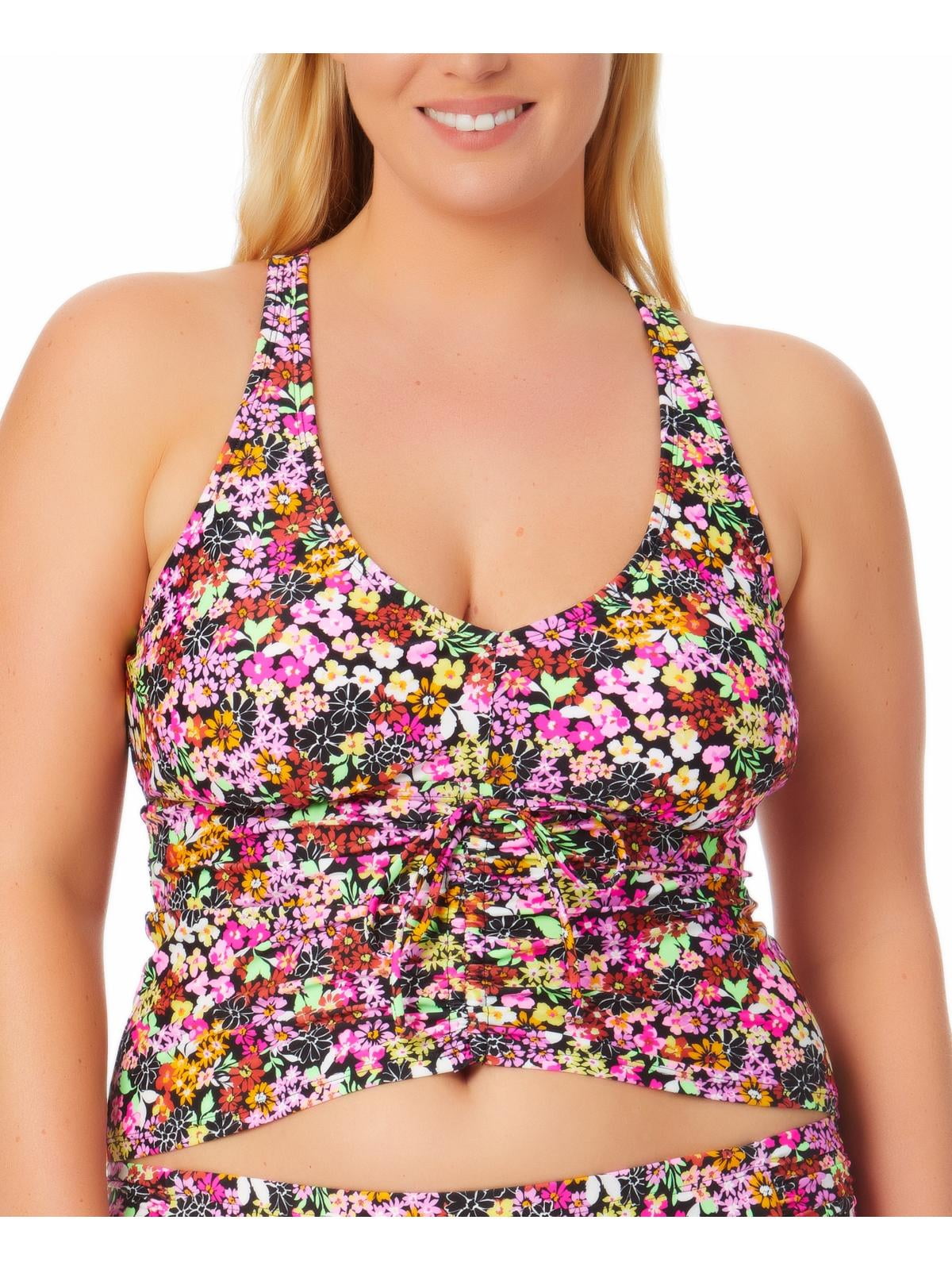 California Waves Womens k Nylon Tankini Swim Top - Walmart.com