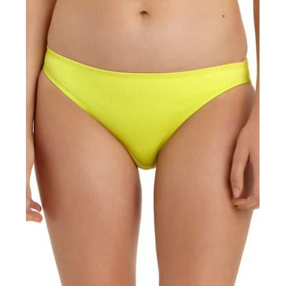 California Waves Junior's Ribbed Hipster Bikini Swim Bottom Yellow Size X-Small