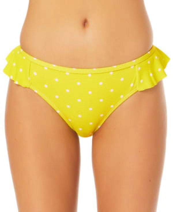 California Waves YELLOW MULTI Juniors' Ruffled Hipster Bikini Bottom, US Small