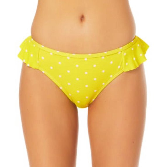 California Waves YELLOW MULTI Juniors' Ruffled Hipster Bikini Bottom, US Small