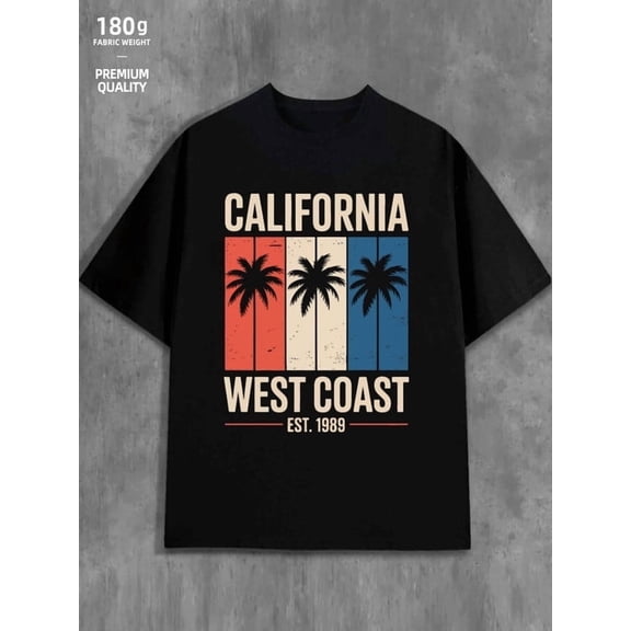 California West Coast Los Angeles print comfort colors tshirt men 180G 100% Cotton black New spring and autumn styles Fashionable printed T-shirts t shirts For summer Fall, As Gifts cut usa Christma