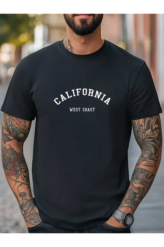 California West Coast Trendy Fashion Casual Graphic Design Unisex T-Shirt, up to Size 5XL