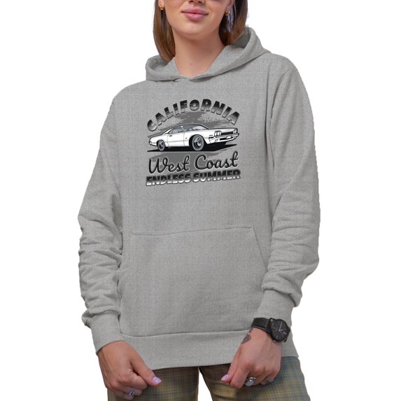 California West Coast feat. a Classic Car, Car Lover & Enthusiast, Heather Grey Pullover Hoodie, Small