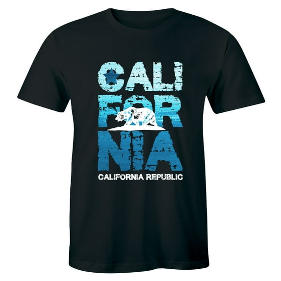 California White Bear Cali Souvenir State Map Republic CA Retro Mens T-Shirt