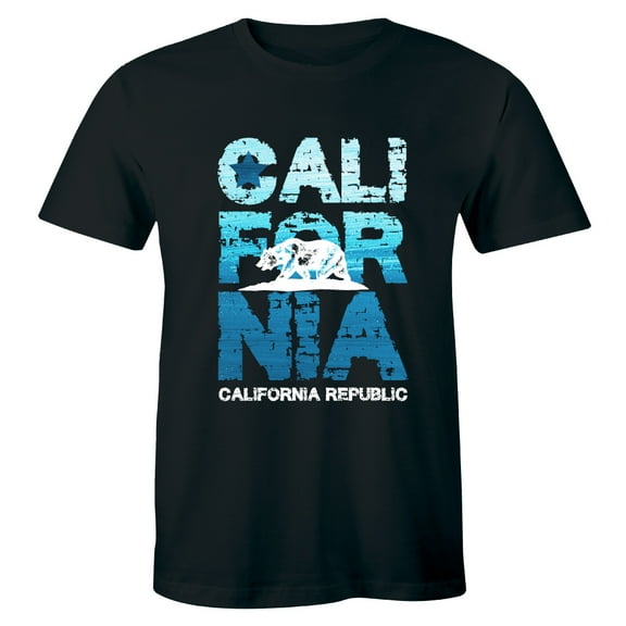 California White Bear Cali Souvenir State Map Republic CA Retro Mens T-Shirt