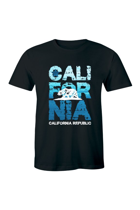 California White Bear T-Shirt Cali Souvenir State Map Republic Ca Retro Tee Mens All Size S-5Xl