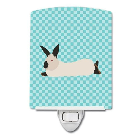 California White Rabbit Blue Check Ceramic Night Light