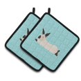 thumbnail image 1 of California White Rabbit Blue Check Pair of Pot Holders - Blue, 1 of 1