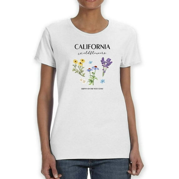 California Wildflowers Shaped T-Shirt Women -Smartprints Designs, Female XX-Large