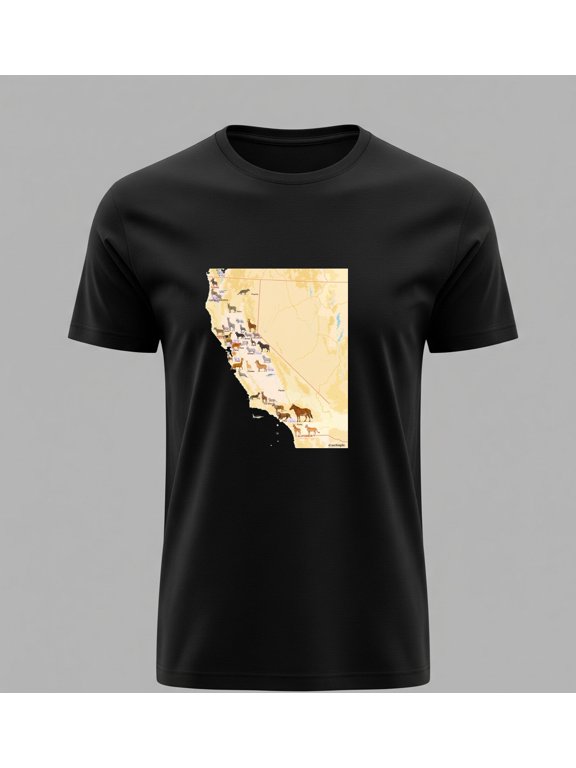 California Wildlife Animal Map Nature Art T-Shirt