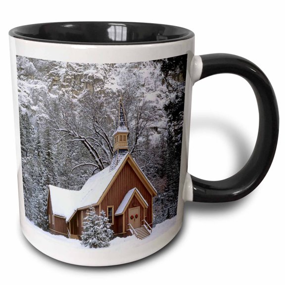 3drose, California, Yosemite Valley Chapel, Winter - Us05 Gre0004 - Gerry Reynolds, 11oz Two-tone Black Mug
