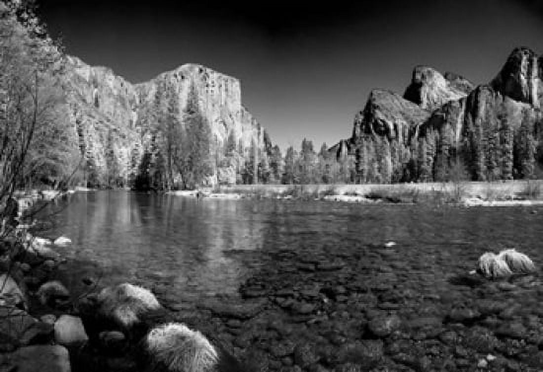California Yosemite Valley view from the bank of Merced River Canvas Art - Anna Miller DanitaDelimont (27 x 19)