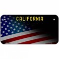 thumbnail image 1 of California with American Flag Novelty Metal License Plate 6" x 3" Bicycle, 1 of 1