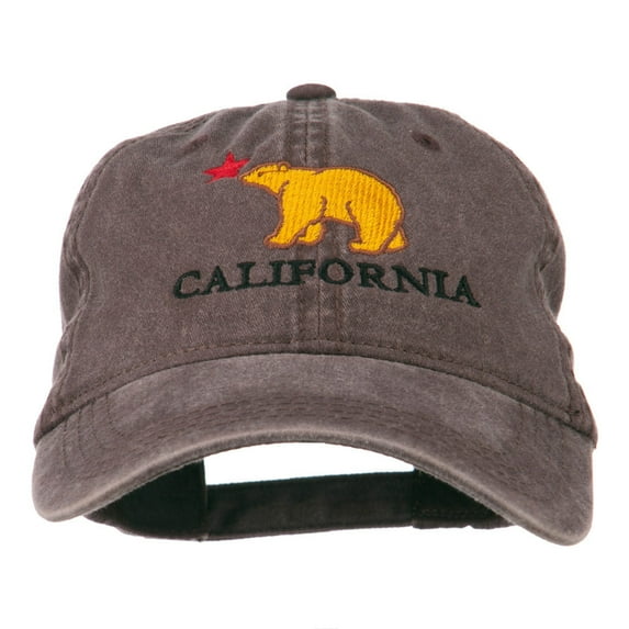 California with Bear Embroidered Washed Cap - Brown OSFM