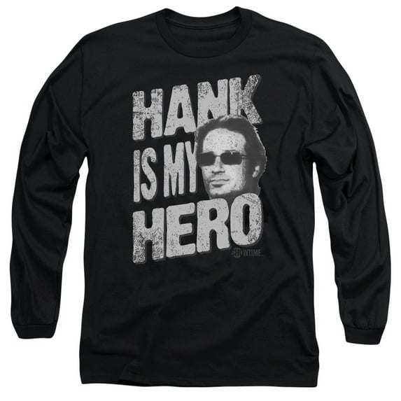 Californication Hank Is My Hero Long Sleeve Adult 18/1 T-Shirt Black