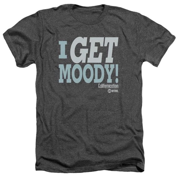 Trevco Sportswear SHO208-HA-5 Californication I Get Moody Adult Regular Fit Heather Short Sleeve T-Shirt, Charcoal - 2X