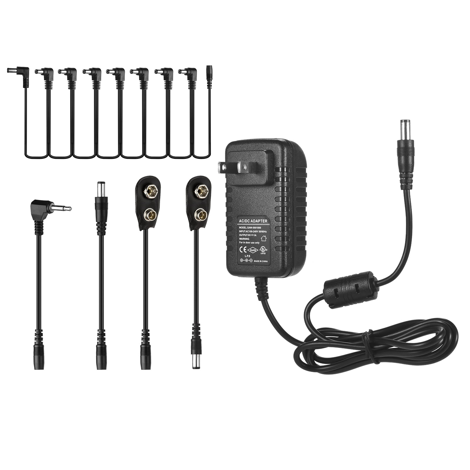 Caline CP07B Guitar Effects Power Supply Adapter DC 9V 1A with 8Way Chain Cable Reversed