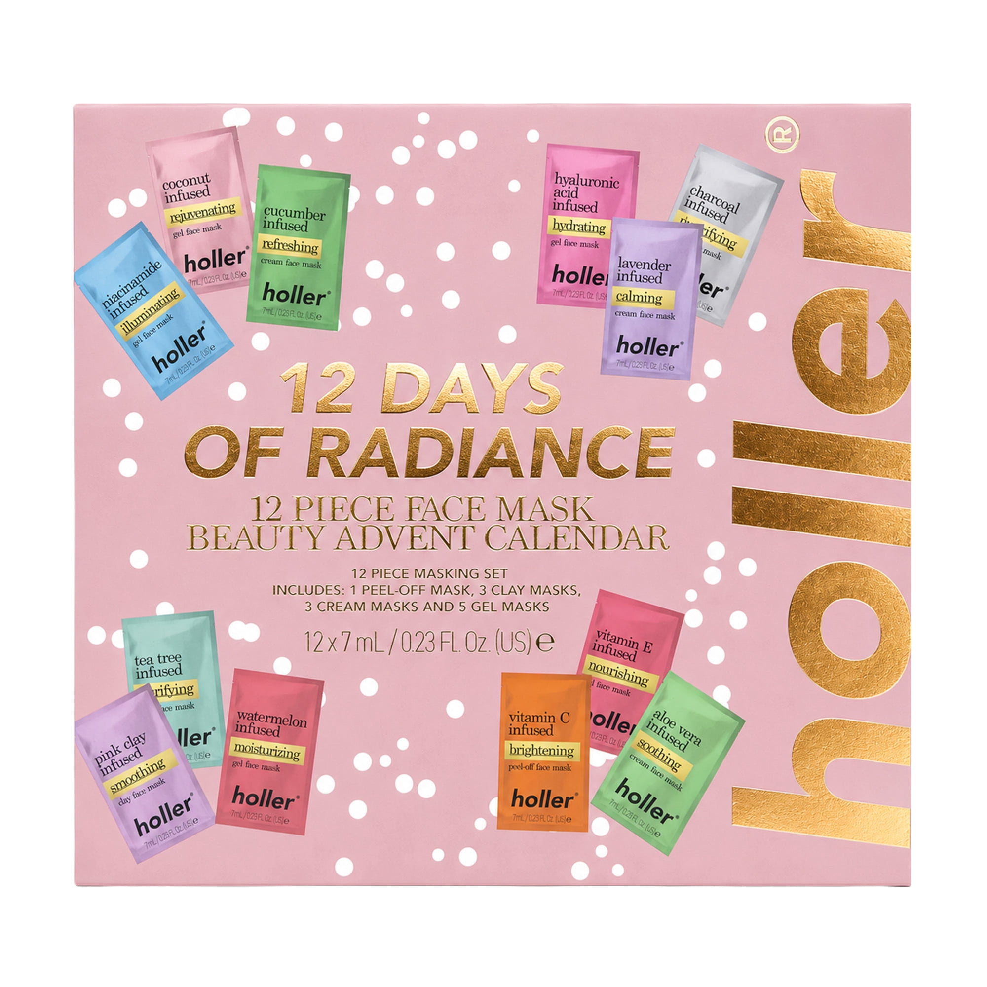 HOLLER 12 Days Of Radiance Skincare Masking Essentials Set, 12 Piece Set