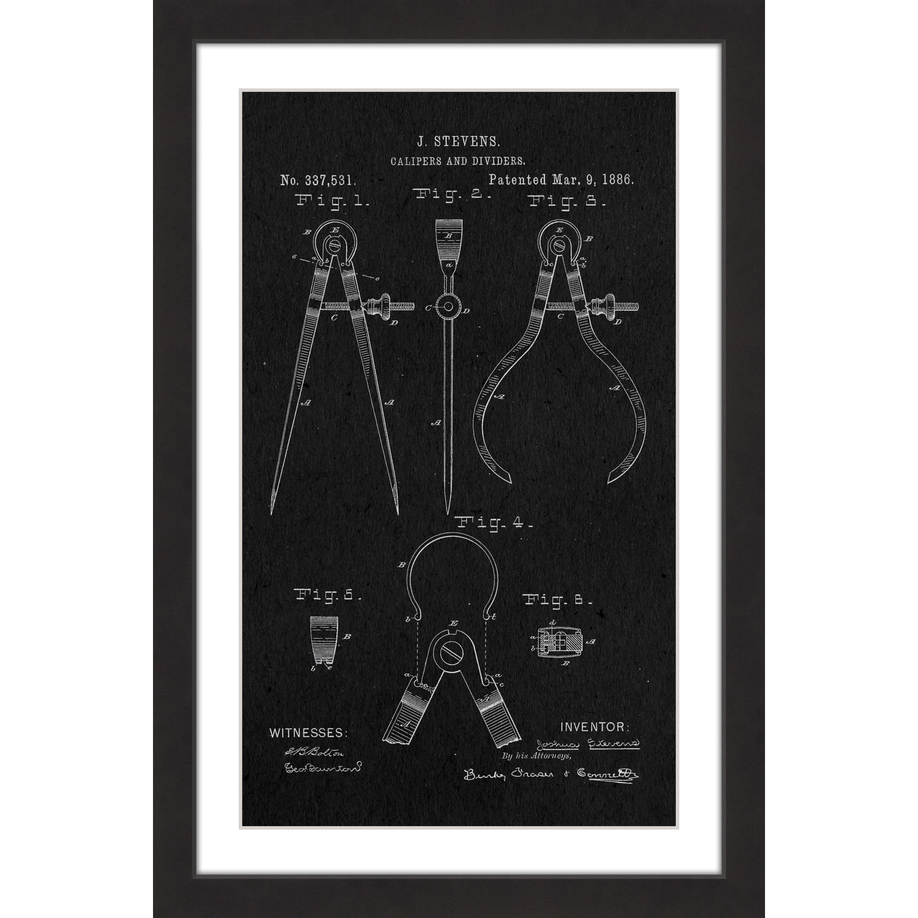 "Calipers 1886 Black Paper" Framed Painting Print