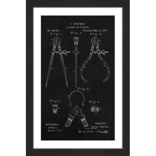 "Calipers 1886 Black Paper" Framed Painting Print