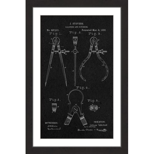 "Calipers 1886 Black Paper" Framed Painting Print