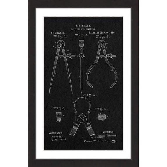 "Calipers 1886 Black Paper" Framed Painting Print