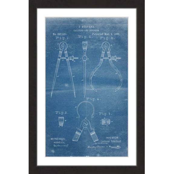 "Calipers 1886 Blueprint" Framed Painting Print