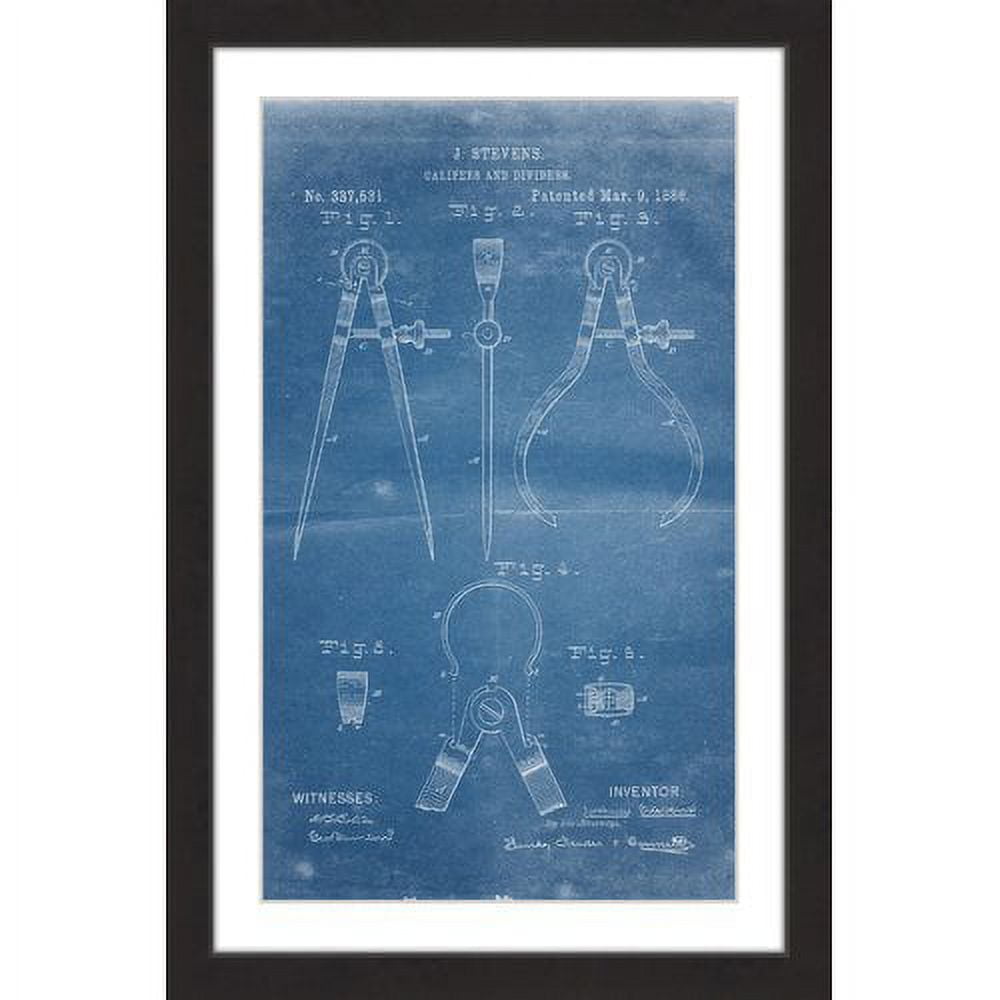"Calipers 1886 Blueprint" Framed Painting Print