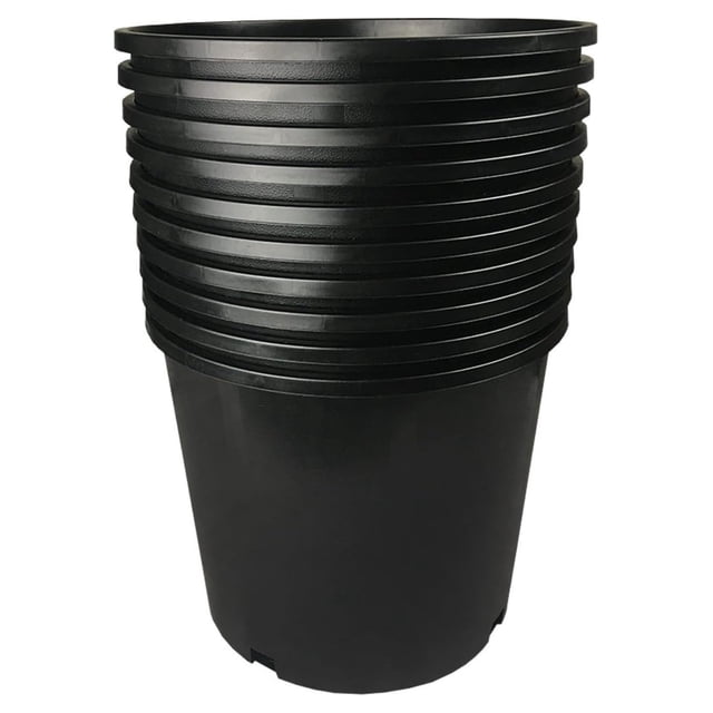 Calipots 10-Pack 3 Gallon Premium Black Plastic Nursery Plant Container ...