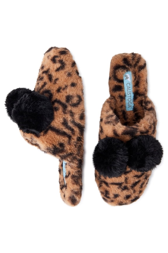 Women's Fuzzy Pom Pom Mule Slippers