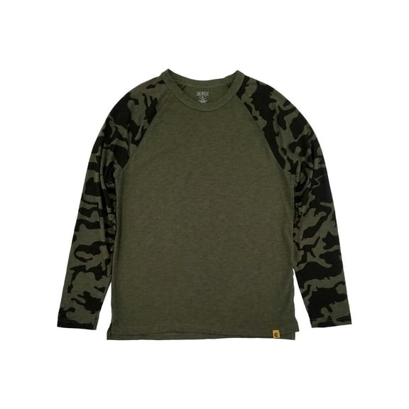 Caliville Mens Dark Green & Black Camouflage Raglan Long Sleeve Shirt Medium
