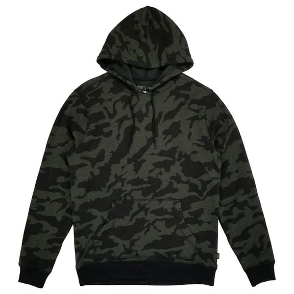 Caliville Mens Green & Black Camouflage Pullover Hoodie Sweatshirt Large