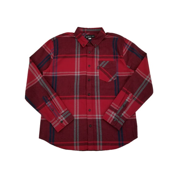 Caliville Mens Red Plaid Long Sleeve Button-Down Flannel Shirt X-Large